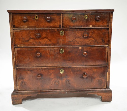 Lot 352 - An early 18th Century burr walnut chest, the...