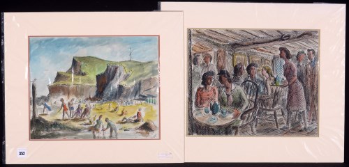 Lot 352 - J*** Meade - holidaymakers on a beach, and the...
