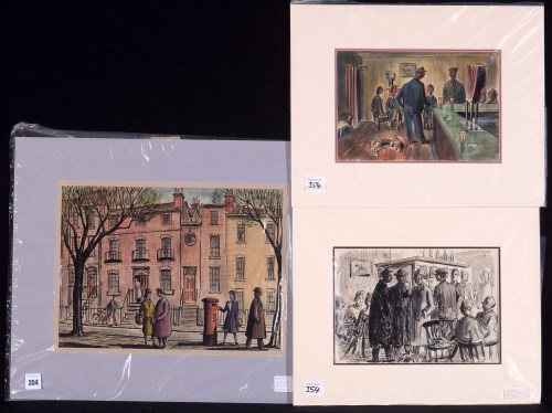 Lot 354 - J*** Meade - ''Street Scene'', watercolour, 26...
