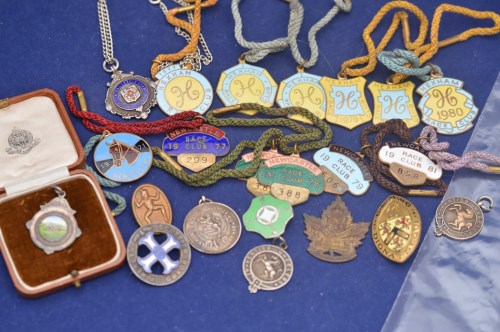 Lot 619 - Badges and medals to include Newcastle Race...