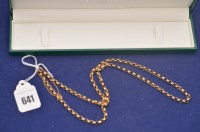 Lot 641 - A 9ct. yellow gold cable chain necklace,...
