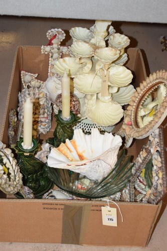 Lot 775 - Shell decorated items, to include: hand...