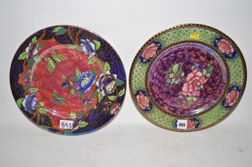Lot 893 - Two Maling lustreware plates.