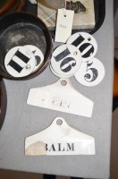 Lot 928 - Porcelain bin labels; together with a...