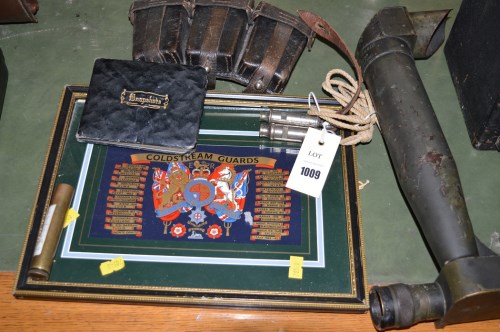 Lot 1009 - Military items, to include: two metal whistles;...