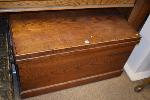 Lot 1120 - Stained pine blanket box with brass handles...