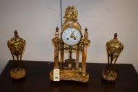 Lot 1132 - A Continental clock garniture of marble and...
