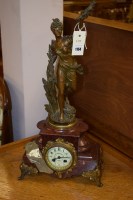 Lot 1164 - Continental mantel clock with spelter figure...