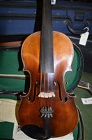 Lot 14 - A 19th Century German Stradivarius model violin with two...