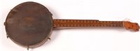 Lot 19 - Unusual 19th Century walnut five string banjo...