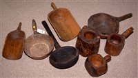 Lot 272 - Chinese carved wooden rice scoops, ladles and...