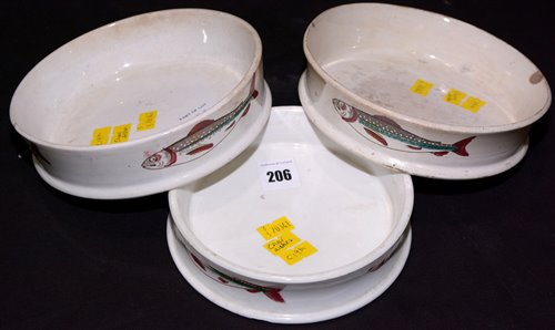 Lot 206 - Three 19th Century pottery char dishes with...