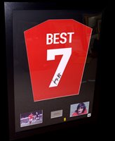 Lot 88 - A George Best replica shirt signed on No.7,...