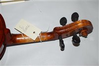 Lot 24 - Chinese made student violin, 36cms together...