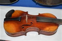 Lot 25 - Continental three quarter sized violin with...
