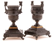 Lot 431 - Pair of bronze urns