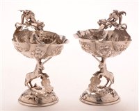 Lot 629 - Pair French silver table salts