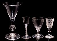 Lot 476 - Large trumpet shaped wine glass, and three others