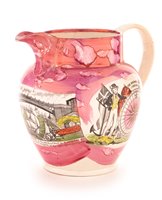 Lot 165 - A Sunderland pottery pink splash lustre jug
