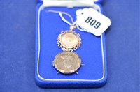Lot 809 - A 1/10 krugerrand pendant, and another