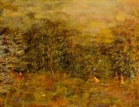 Lot 357 - "Woodland scene with figures".