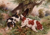 Lot 280 - "Two spaniels following a scent".