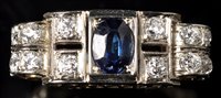 Lot 840 - An Art Deco sapphire and diamond ring, the...