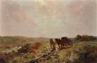 Lot 307 - A horse cart on an upland road.