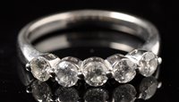Lot 786 - A five stone diamond ring