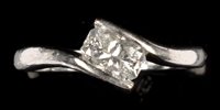 Lot 826 - A single stone diamond ring, the oval...