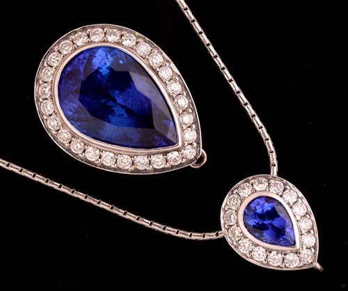 Lot 491 - Tanzanite and diamond pendant