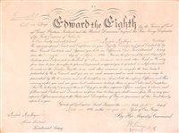 Lot 353 - Edward VIII signed Officer Certificate