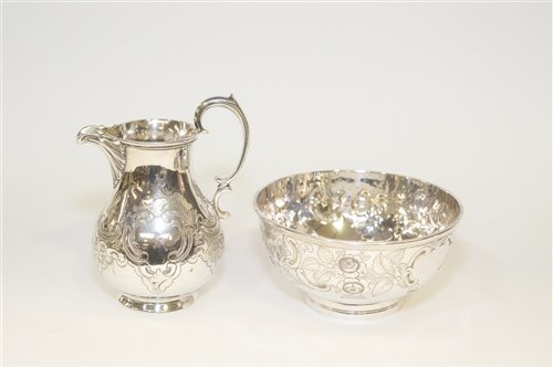 Lot 605 - Silver sugar bowl and cream jug