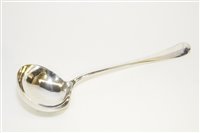Lot 564 - Twelve silver soup spoons and a ladle