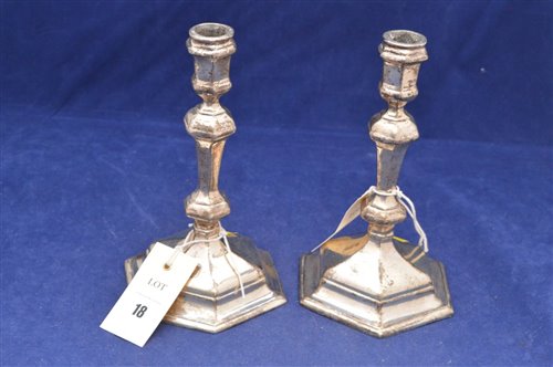 Lot 18 - Pair of silver candlesticks