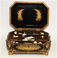 Lot 456 - Chinese black lacquered work box