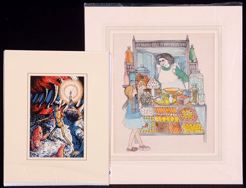 Lot 1208 - Sheila Ross - gouache and ink on board; and Anne Knight - pen, ink and watercolour.