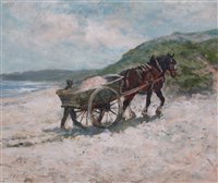 Lot 366 - A horse cart collecting sand from a beach.