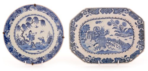 Lot 70 - Two 18th Century Chinese blue and white plates.