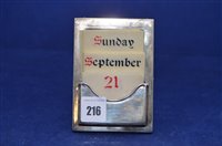 Lot 216 - A George V silver mounted desk calendar