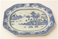 Lot 28 - 18th Century Chinese blue and white canted meat dish