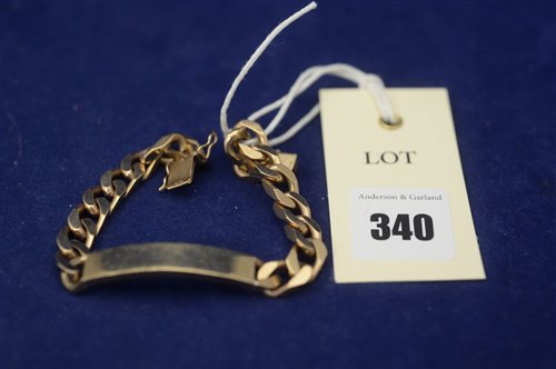 Lot 340 - 9ct yellow gold gentleman's curb linked bracelet