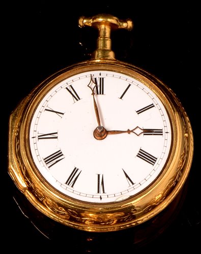 Lot 683 - A George III gilt brass verge pocket watch.