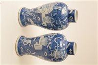 Lot 7 - A pair of late 19th Century Chinese blue and white vases