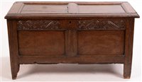 Lot 961 - A 17th Century and later oak coffer.