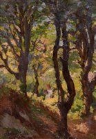 Lot 410 - "Woodland Dapple" - a small girl among sunlit trees