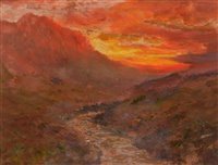 Lot 253 - Sunset in the Northumbrian hills.