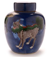 Lot 9 - A Chinese powder blue ground ginger jar and. cover.