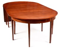 Lot 1000 - A Georgian mahogany and inlaid D-end dining table