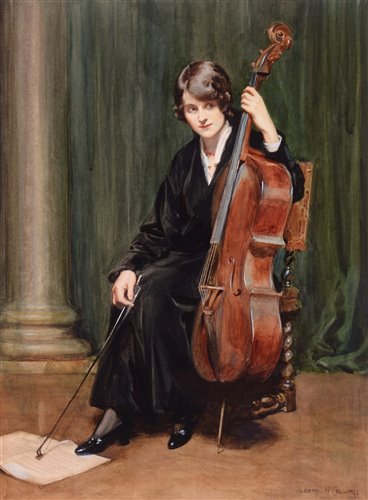 Lot 240 - Portrait of a female cellist.